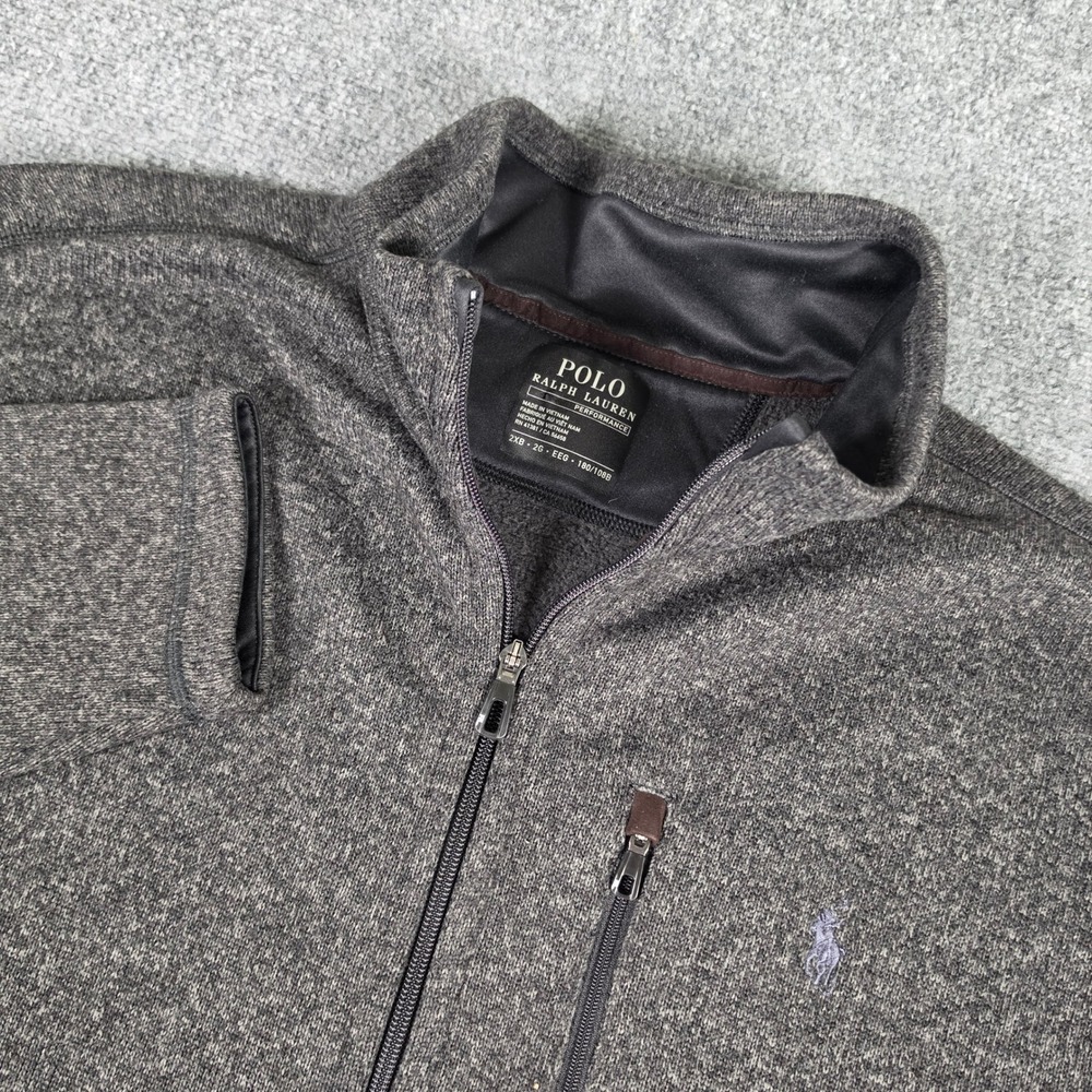 Polo Ralph Lauren Fleece Jacket Mens 2XB Gray Full Zip Performance Big Tall